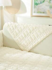 1 件时尚兔毛软沙发垫套，简约优雅，防滑、防尘、防刮，适用于卧室、客厅、书房、办公室装饰 - 米色 - 查看 9