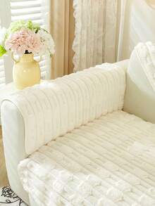 1 件时尚兔毛软沙发垫套，简约优雅，防滑、防尘、防刮，适用于卧室、客厅、书房、办公室装饰 - 米色 - 查看 8