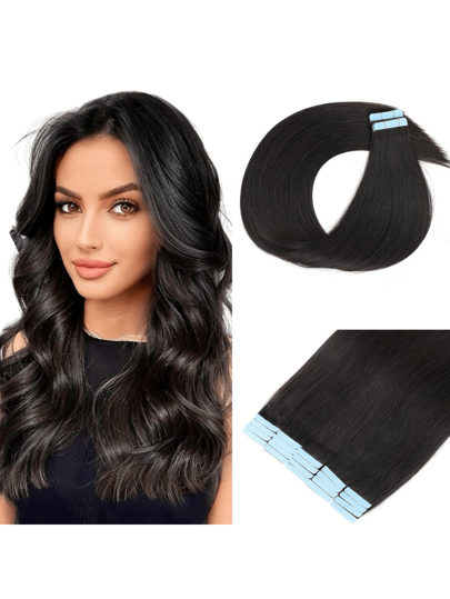 10-24 Zoll Piano Farbton Tape-In Echthaar Extensions, seidig gerade Remy Echthaar nahtlose Skin Weft Tape-In Haarverlängerungen 20 Stück, ideal für Halloween Kostüme