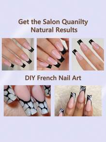 Bộ 150 móng tay giả vuông kiểu Pháp dài vừa - 5 kiểu màu khác nhau, Bộ móng tay giả gel vuông kiểu Pháp 3 trong 1, 15 kích cỡ phù hợp để tự làm móng, Móng tay giả bền lâu cho phụ nữ và tiệm làm móng, phụ kiện làm móng - Nhiều màu - Xem 6
