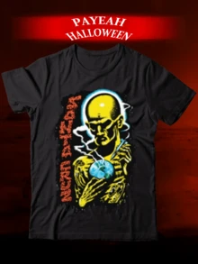 PAYEAH Vintage 80s Santa Cruz Skateboarding Jeff Kendall Atomic Man T-Shirt 1980s Skateboarding T-Shirt Top  (Single Piece)100% Heavy Cotton Pure Heavy Cotton T Shirt - màu đen - Xem 1