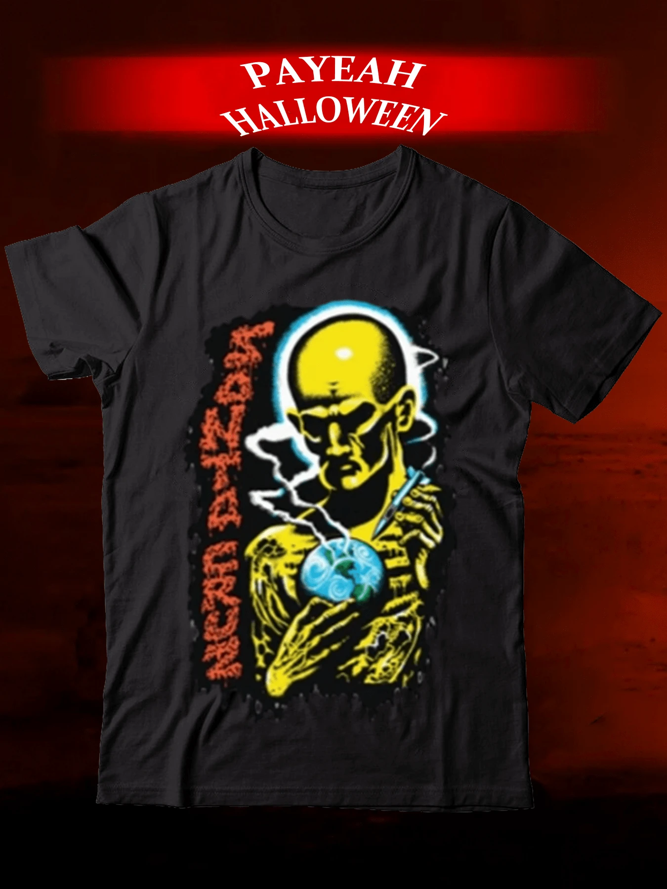 PAYEAH Vintage 80s Santa Cruz Skateboarding Jeff Kendall Atomic Man T-Shirt 1980s Skateboarding T-Shirt Top  (Single Piece)100% Heavy Cotton Pure Heavy Cotton T Shirt - màu đen - Xem 1