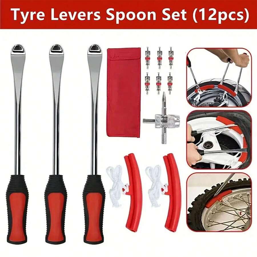 12pcs Tire Lever Tool Spoon And Wheel Rim Protectors Tool Kit For