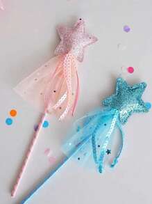 1Pc Glitter Star Wands Princess Angel Fairy Star Magic Wands Girls Fairy Magic Dress-Up Star Wand Angel Fairy Costume Props Wands Sticks For Birthday Christmas Party - Multicolor - View 4