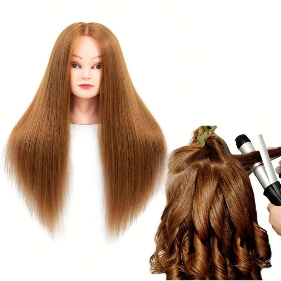 23Inch Human Head Model With 75 Real Hair, Beauty Makeup Nail