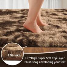 Treeboy Fluffy Area Rug Thick & Shaggy Carpet For Living Room & Bedroom Floor, Home Decor Anti-Slip Soft Carpet Floor Mat - Coffee Brown - View 3