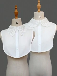 1pc Women Fashion Detachable Embroidered Lace Collar Accessory, Versatile For Layering With Sweaters, Dresses, Jackets, For Spring/Autumn/Winter Valentine's Day - White - View 2