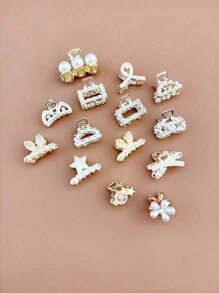 5-10 piezas Ganchos para el cabello de mujer con metal y rhinestones, Pinzas de pelo elegantes, Accesorios de moda