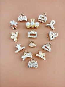 5-10 piezas Ganchos para el cabello de mujer con metal y rhinestones, Pinzas de pelo elegantes, Accesorios de moda