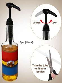 1个糖浆分配器泵头,果酱挤压瓶分配器,完美的生日和节日礼物,适合家庭、商业场所、派对、生日、婚礼、周年纪念日、圣诞节装饰、情人节和圣诞节、万圣节,可用于厨房、浴室配件,多功能分配器头 - 黑色 - 查看 14