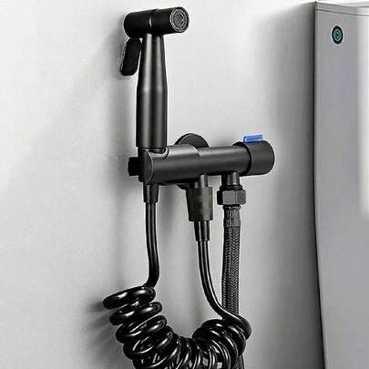 高压手持式坐浴盆喷雾器套装，不锈钢浴室坐浴盆喷雾套件（带软管，用于女性清洗），马桶坐浴盆附件，壁挂式，无需电力，浴室配件 家居浴室装饰 秋季装饰