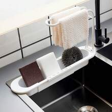 1 件装厨房可扩展沥水架、家用水槽沥水篮收纳架、洗碗布架 - 彩色 - 查看 1