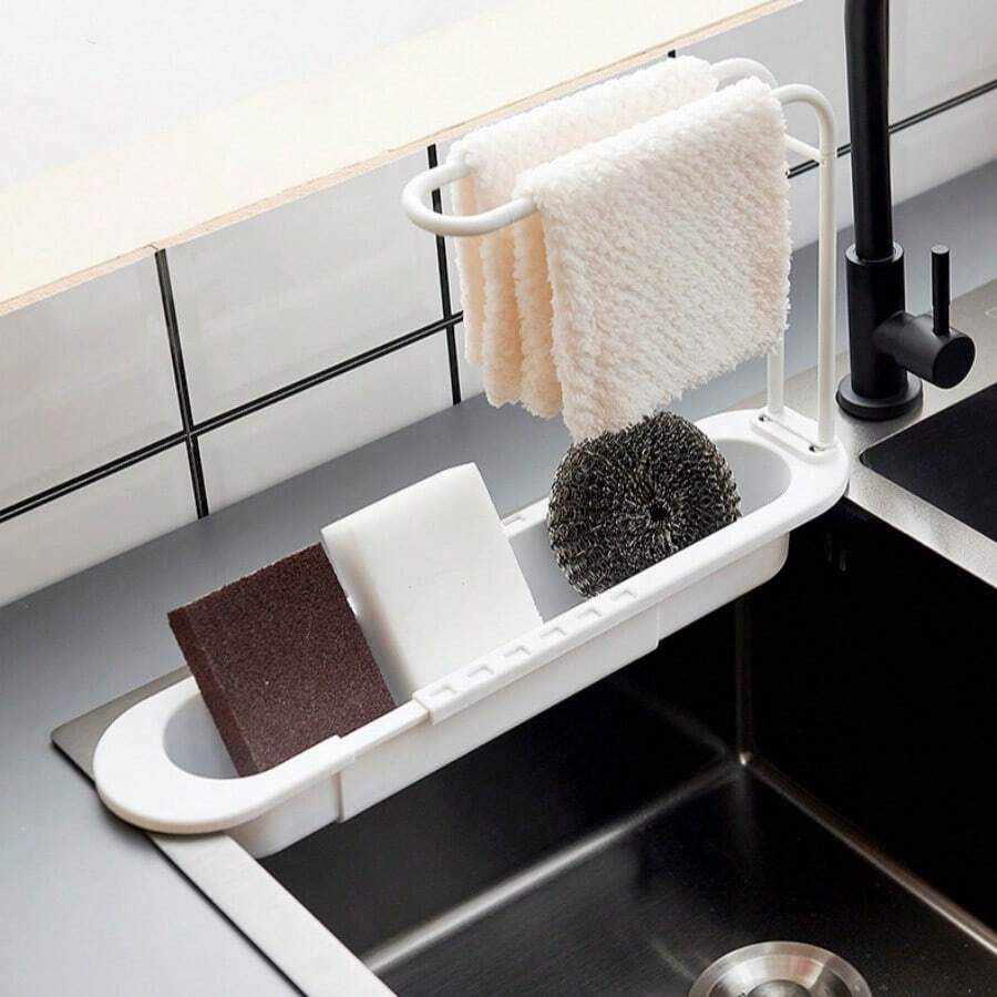 1 件装厨房可扩展沥水架、家用水槽沥水篮收纳架、洗碗布架 - 彩色 - 查看 1