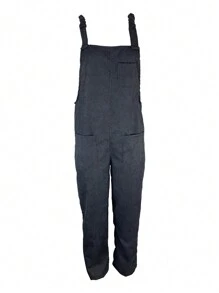 Womens Overall Jumpsuit Casual Corduroy For Autumn Winter Fashion Comfortable Stylish Full Length Denim Style Cozy Outfit - 黑色 - 查看 3