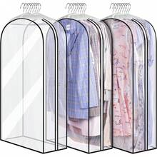 10" Gusseted All Clear Garment Bags , 32/40/50/60" Suit Bags For Closet Storage Hanging Clothes, Garment Covers With Side Zipper For Coats,Shirts, Coats, Dresses,1 Pack - Multicolor - View 1