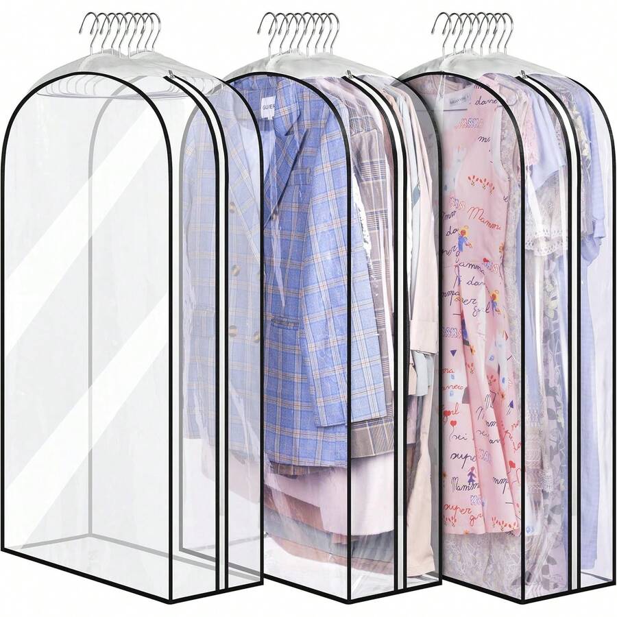 10" Gusseted All Clear Garment Bags , 32/40/50/60" Suit Bags For Closet Storage Hanging Clothes, Garment Covers With Side Zipper For Coats,Shirts, Coats, Dresses,1 Pack - Multicolor - View 1