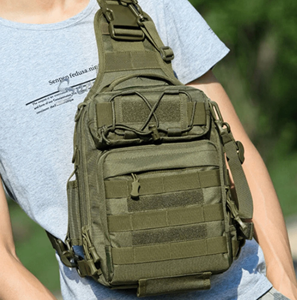 Small Tactical Messenger Bag Sling Backpack Outdoor Shoulder Satchel Chest Packs - Army Green - View 1