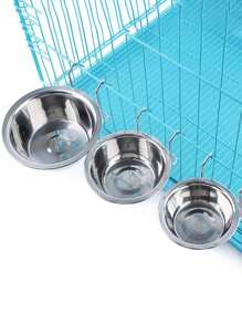 1pc Elevated Dog Lover And Dog Mom Love Food Bowl Water Bowl For Cage, Stainless Steel Hanging Dog Lover And Dog Mom Love Bowl With Clamp Holder, Cat/Dog Lover Gift And Dog/Cat Mom Love Pet Crate Feeder Basin For Neck Protection