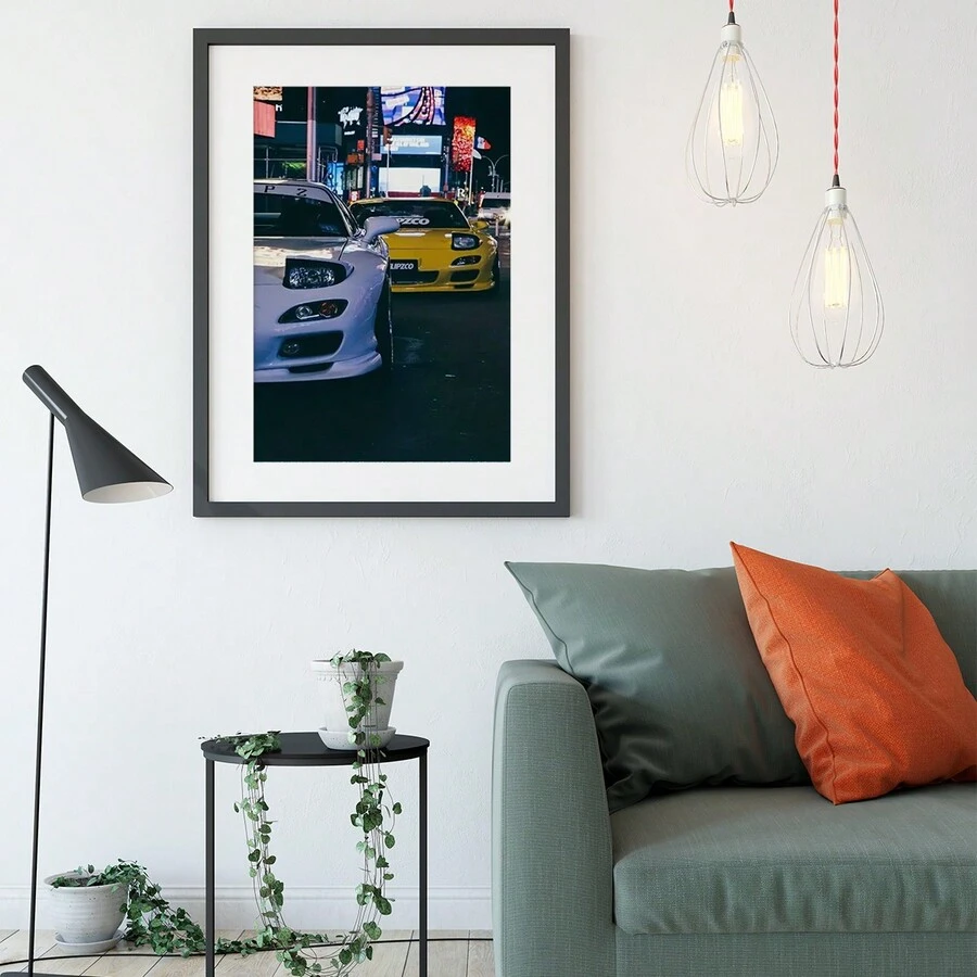 1 件无框帆布墙饰。复古赛车夜景街头抽象艺术极简主义高端法式北欧复古氛围客厅艺术餐厅装饰画，卧室床头玄关现代装饰画高端 Ins 小众色块设计手绘艺术品 - 彩色 - 查看 1