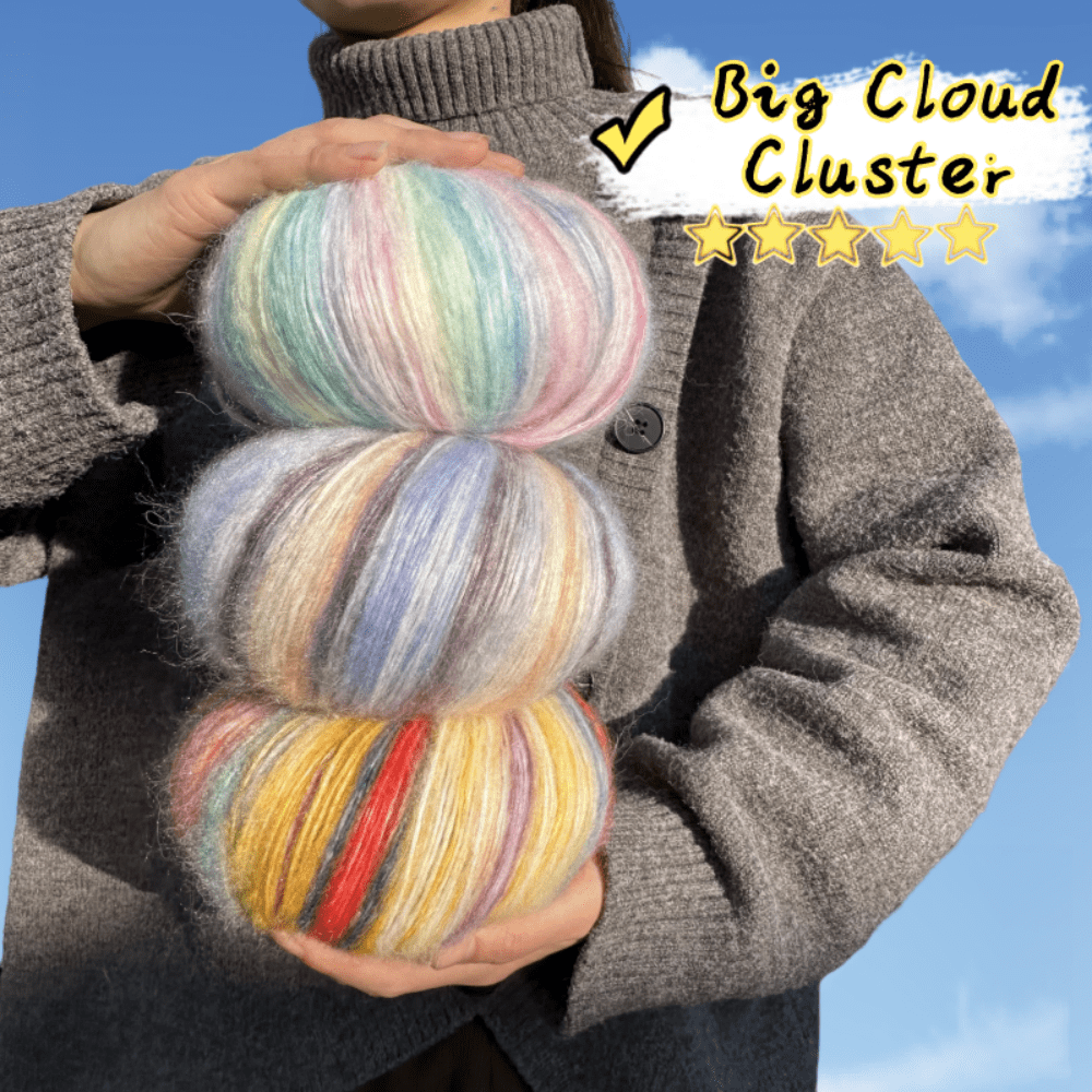 Large Clouds, A Ball Of 100 Grams, Length 350 Meters, Gradient Wool Mohai, Rainbow Segment Dyed Medium Thick Thread, DIY Hand-Woven Wool, Hook Scarf, Clothes And Hats