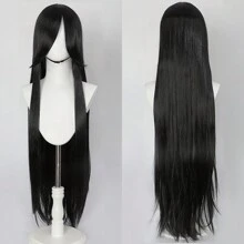 40英寸短款合成假发，带刘海，男女通用，适合男士佩戴，层次感直发，无胶耐热纤维，高密度，外观自然