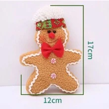 1 件圣诞姜饼人装饰物、布艺星形姜饼人玩偶、圣诞树装饰 - 彩色 - 查看 3