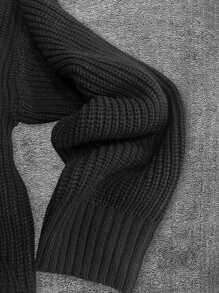 男士时尚休闲百搭宽松黑色高领毛衣 - 黑色 - 查看 9