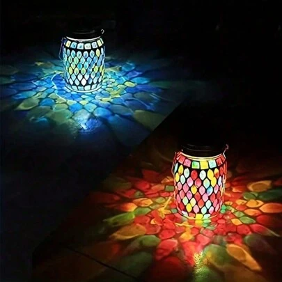 太阳能户外马赛克灯，太阳能户外吊灯，花园、露台、派对、庭院马赛克夜灯，户外/室内装饰灯