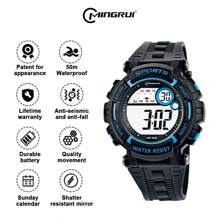 MINGRUI Popular Casual Sports Luminous Waterproof Alarm Chronograph Multi-Functional Electronic Watch For Boys, 3ATM Waterproof