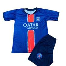SHEIN KIDS Conjunto Camisa e Shorts Para Meninos Modelo Futebol Duas Peças Qualidade Premium - 2 ao 14 Anos - Cinza Claro - Visão 2