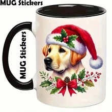 4 miếng dán cốc tự dính UV DTF hình chú chó Giáng sinh - Miếng dán pha lê 3D chống thấm nước và chống trầy xước cho cốc và chai, miếng dán chất lượng cao (3,2"X7,9") - Nhiều màu - Xem 3