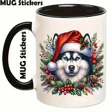 4 miếng dán cốc tự dính UV DTF hình chú chó Giáng sinh - Miếng dán pha lê 3D chống thấm nước và chống trầy xước cho cốc và chai, miếng dán chất lượng cao (3,2"X7,9") - Nhiều màu - Xem 9