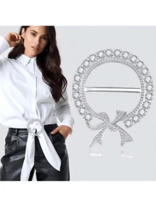 3 件装锌合金角扣、风衣皮带扣环、服装配件围巾纽扣 - 銀色 - 查看 4