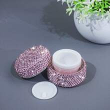 1pc Portable Cosmetic Travel Container With Refillable Cosmetic Jar Container, Inlaid With White Rhinestones, Suitable For Skin Care With Lotion And Cream Leakproof, Suitable For Travel, Drawer, Dressing Table, With Refillable Cosmetic Jar Container, Must-Have Gift For Him/Her During Festivals