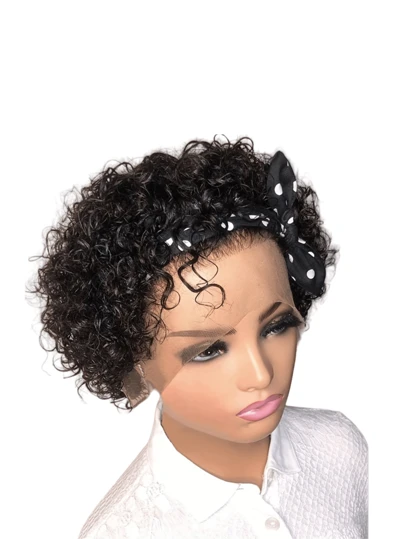 Pixie Cut Wigs Human Hair Short Curly Lace Front Human Hair Wigs For Women Brazilian Water Wave Bob Wig 13x1 Transparent Lace Wigs
