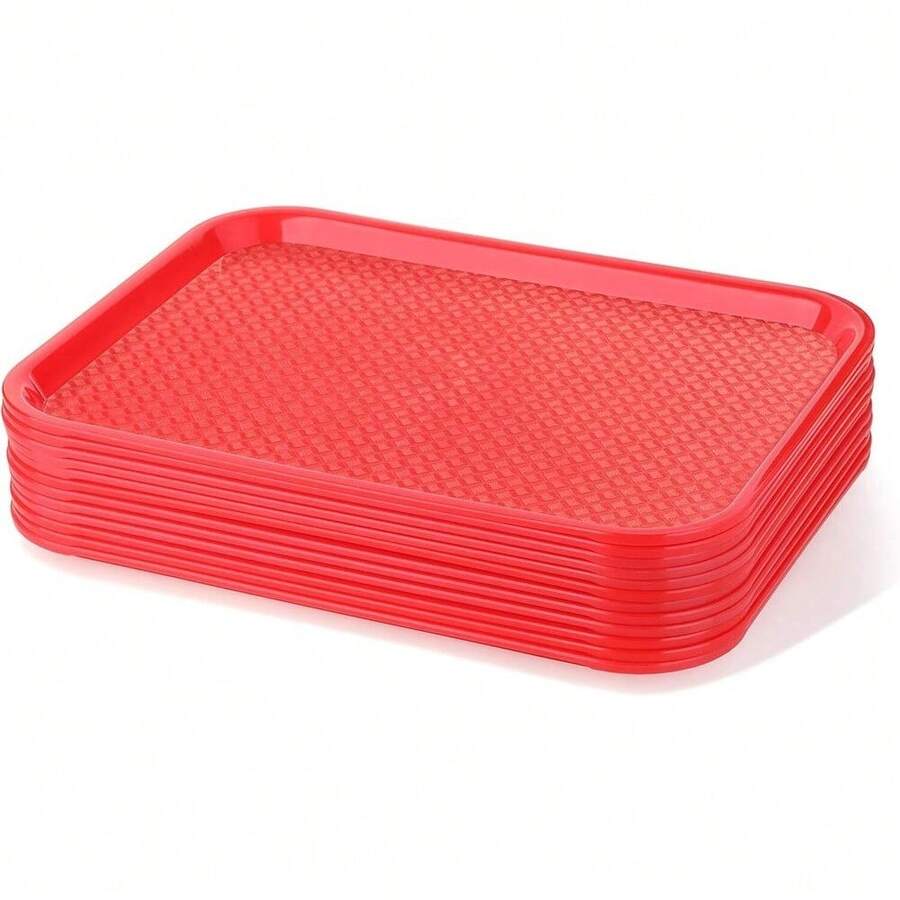New Star Foodservice 24654 Red Plastic Fast Food Tray, 12 By 16-Inch, Set Of 12 - 1 - View 1
