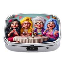 1 pieza Caja de pastillas de moda para mujer - Organizador portátil decorativo de doble compartimento para medicamentos, tabletas, vitaminas con diseño de bolsillo para un fácil transporte y uso móvil