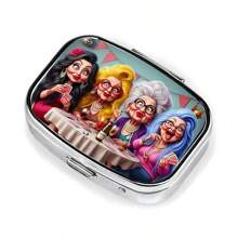 1 pieza Caja de pastillas de moda para mujer - Organizador portátil decorativo de doble compartimento para medicamentos, tabletas, vitaminas con diseño de bolsillo para un fácil transporte y uso móvil