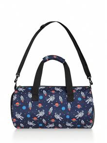 儿童时尚健身旅行包，适合体操、舞蹈、旅行、周末、瑜伽、学校、幼儿园、游泳、运动、露营、徒步旅行和更多户外活动。宽敞的设计可轻松满足您孩子的所有需求，重量轻，确保他们不会感到负担。 - 太空藏藍 - 查看 5