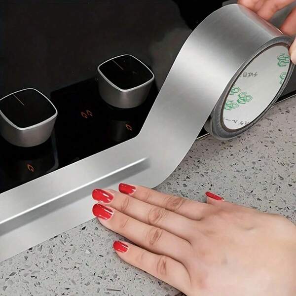 1 Rolle Aluminiumfolientape, Dichtstoffstreifen, selbstklebendes wasserdichtes und schimmelresistentes Reparaturklebeband, für Badewanne, Badezimmerdusche, Toilette Küche, Beckenrand, Wandversiegelung 3cm/1,18in*500cm/197in Schulbedarf
