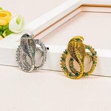 复古蛇形设计男士水钻水晶金属胸针，独特的动物翻领别针，适合西装 - 彩色 - 查看 3