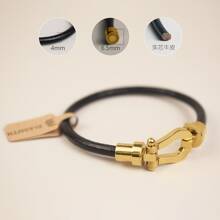 BLKSMTH Women's Fashionable Minimalist Gold-Plated Horseshoe Buckle Leather Style Bracelet