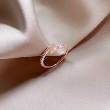 1pc Vintage Minimalist Rhinestone Ring, Suitable For Women's Daily Wear And Gatherings, Random Delivery