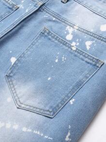 Distressed Slim Fit Straight Leg Denim Jeans, Design - Light Wash - View 6