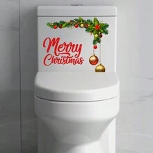 1 件卡通圣诞树、雪人、圣诞老人和雪花图案自粘式圣诞马桶座贴纸、浴室装饰 - 衛浴貼畫 - 查看 5
