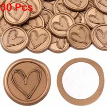 CYFUN DESIGN 25Pcs/30Pcs/50Pcs Heart/Flower Branch Pattern Wax Seal Stickers, Envelope Seal Stickers, Envelope Seal Self-Adhesive Gold Stickers For Wedding Party Birthday Gift Back To School