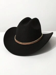 1 Stück Damen einfarbiger Boho-Stil geflochten Band Dekor Western Cowboy Hut/Jazzhat/Panama Hut, warme Herbst/Winter Kappe, geeignet für Musikfestivals, Western-Cowboy-Themen-Events, Retro-Partys, Kostümspiele, Geburtstagsfeiern, Bühnenauftritte und den täglichen Gebrauch - Zylinder - Übersicht 10