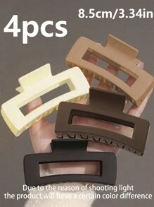 4pcs Solid Color Casual Hair Claw Simple And Cute Suitable For Daily Use, Campus Dating, Vacation, Travel Accessories