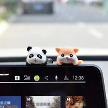 4 件套随机款式汽车仪表盘/导航屏幕、电脑或电视装饰可爱小动物雕像 - 彩色 - 查看 3