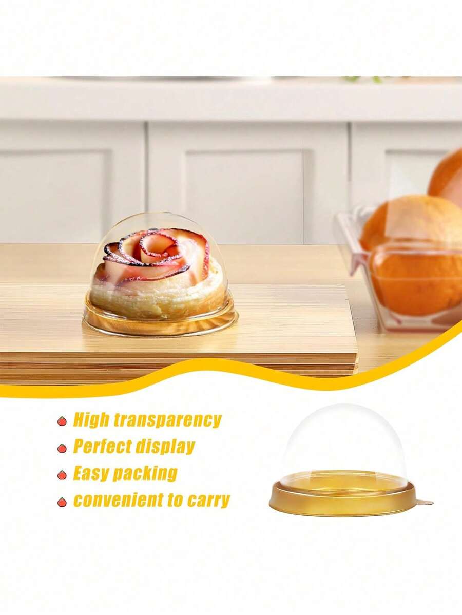 50 gói hộp đựng bánh mini bằng nhựa trong suốt có nắp vòm, hộp đựng bánh cupcake mini bằng nhựa, hộp đựng bánh trung thu đựng bánh quy sô cô la riêng lẻ, bánh phô mai và các món tráng miệng nhỏ khác, - Nhiều màu - Xem 1